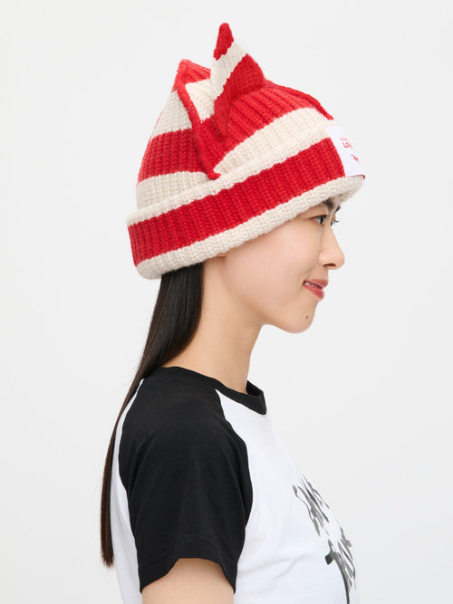 CHUNKY EARS BEANIE EXCLUSIVE in RED ECRU