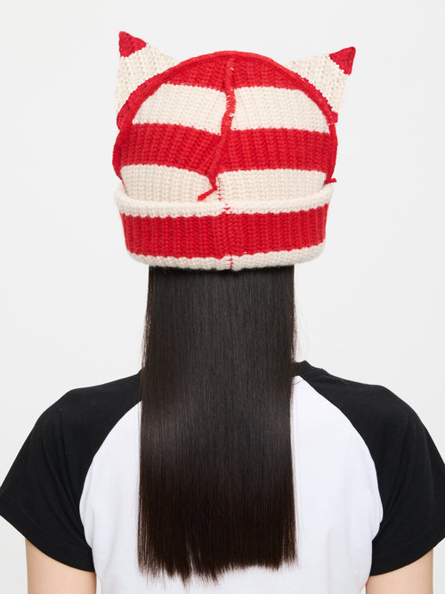 CHUNKY EARS BEANIE EXCLUSIVE in RED ECRU