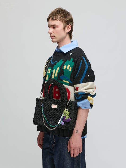 NANA BAG WITH CHARM in BLACK THISTLE