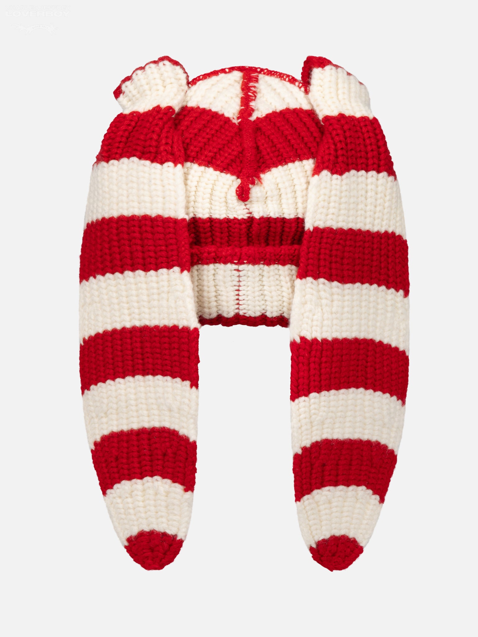 CHUNKY RABBIT BEANIE in RED WHITE STRIPE – Charles Jeffrey Loverboy