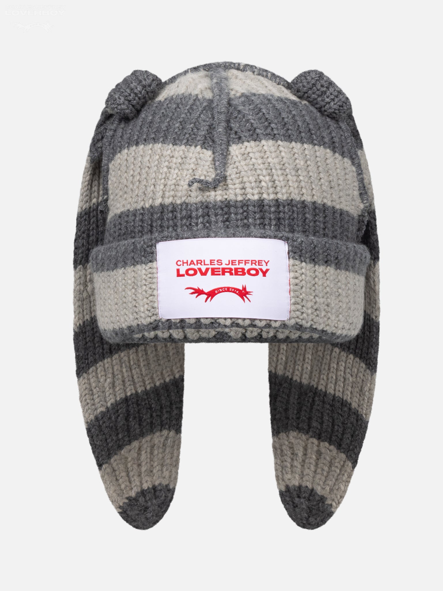CHUNKY RABBIT BEANIE in GREY STRIPE – Charles Jeffrey Loverboy