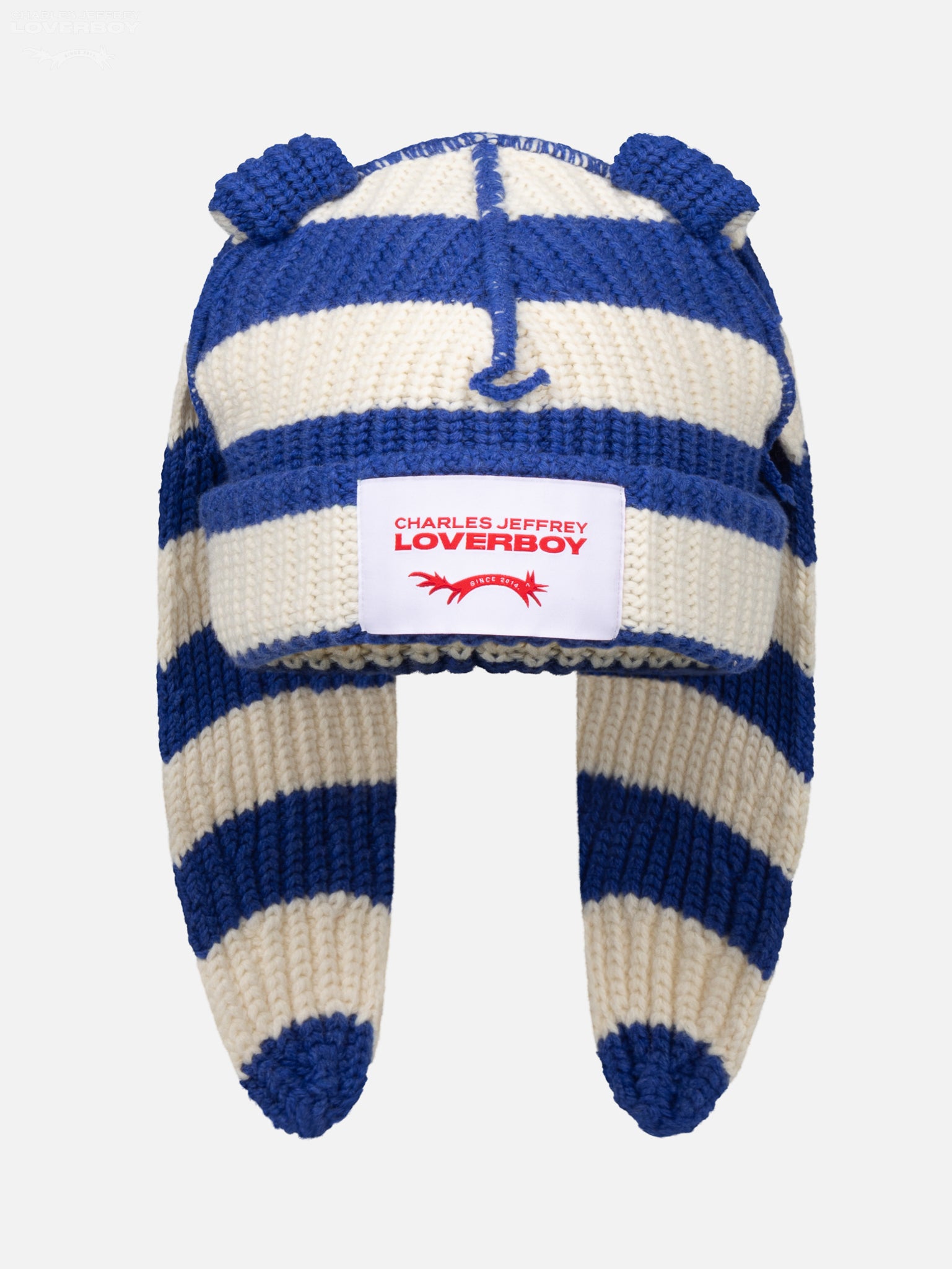 CHUNKY RABBIT BEANIE in BLUE WHITE STRIPE – Charles Jeffrey Loverboy