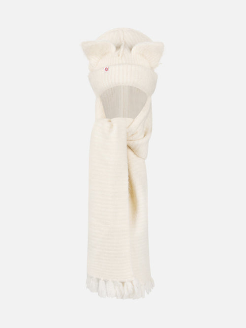 ALPACA CHUNKY EARS BEANIE SCARF in ECRU | Charles Jeffrey Loverboy