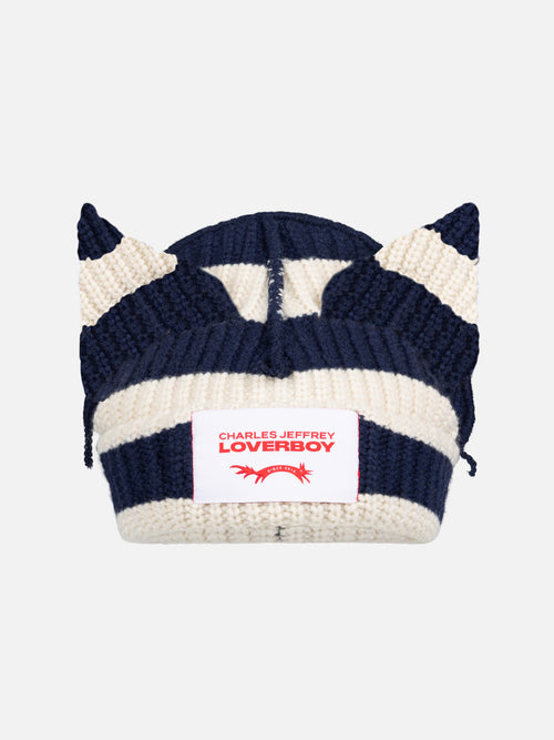 CHUNKY EARS BEANIE EXCLUSIVE in NAVY ECRU | Charles Jeffrey Loverboy