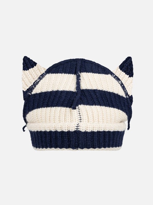 CHUNKY EARS BEANIE EXCLUSIVE in NAVY ECRU | Charles Jeffrey Loverboy