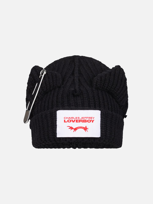 CHUNKY PUNK EARS BEANIE in BLACK | Charles Jeffrey Loverboy
