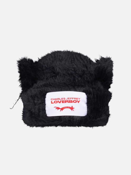 FLUFFY CHUNKY EARS BEANIE in BLACK | Charles Jeffrey Loverboy