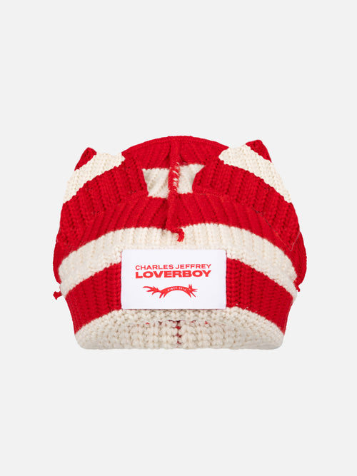CHUNKY EARS BEANIE EXCLUSIVE in RED ECRU | Charles Jeffrey Loverboy