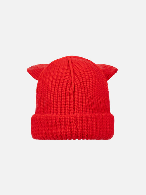 ARTISANAL SUPERSIZED FOX BEANIE in RED BLACK | Charles Jeffrey Loverboy