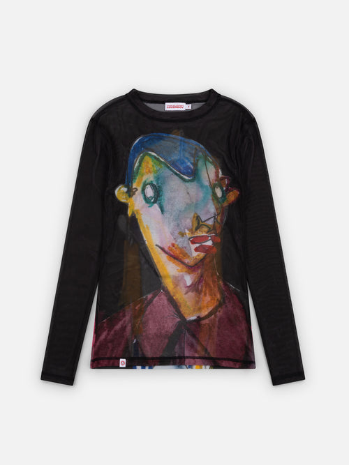 POWERMESH LONG SLEEVE TEE in BLACK MULTICOLOUR