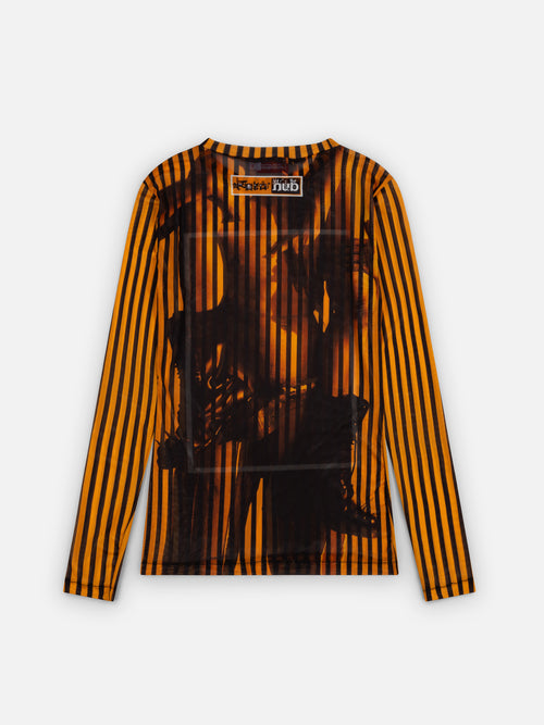 POWERMESH LONG SLEEVE TEE in ORANGE BLACK