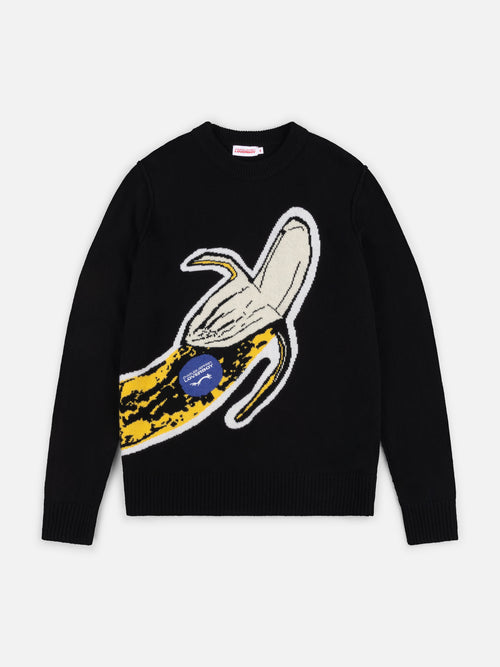 GRAPHIC JUMPER in BLACK YELLOW BANANA