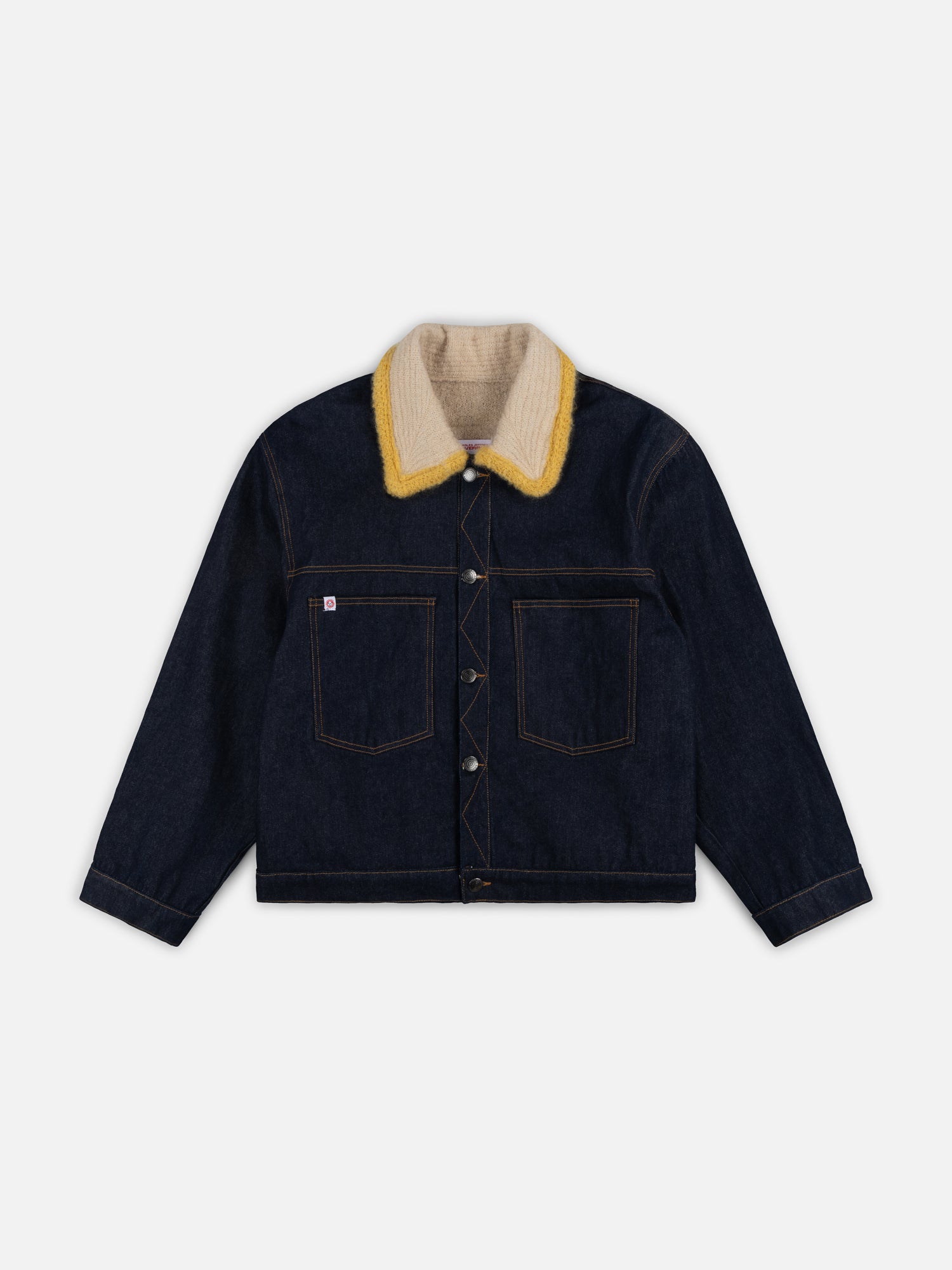 DENIM JACKET WITH KNITTED COLLAR in BLUE – Charles Jeffrey Loverboy