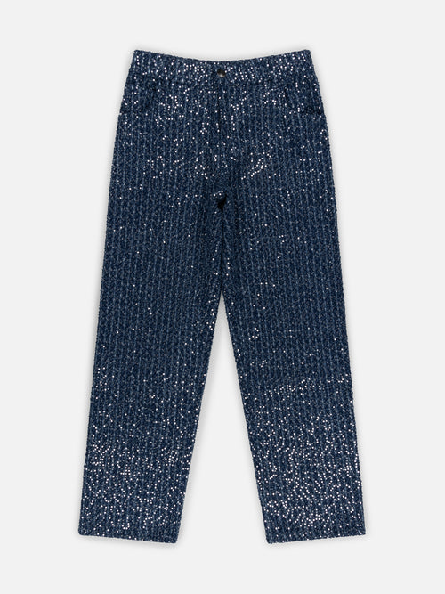 ART DENIM JEAN in DISTRESSED SEQUIN DENIM