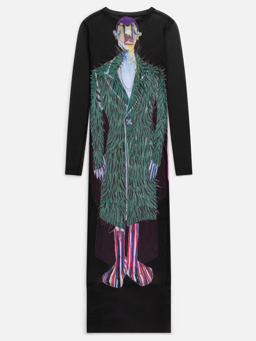 POWERMESH MAXI DRESS in BLACK MULTICOLOUR