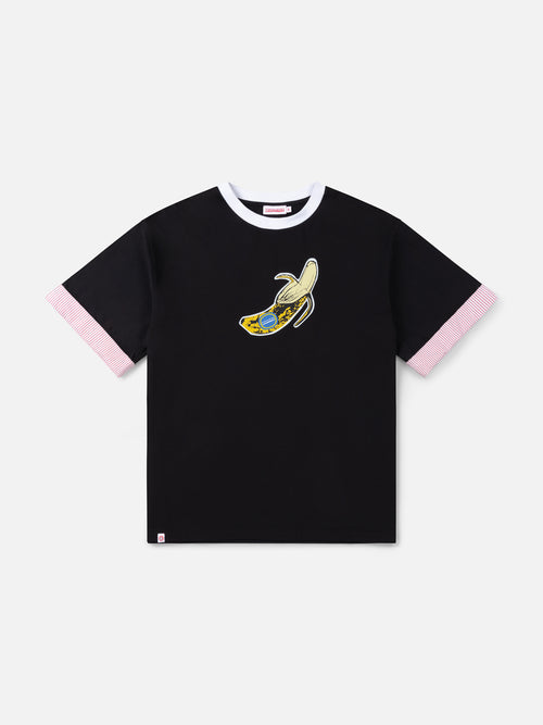 TURN UP TEE in BLACK YELLOW BANANA