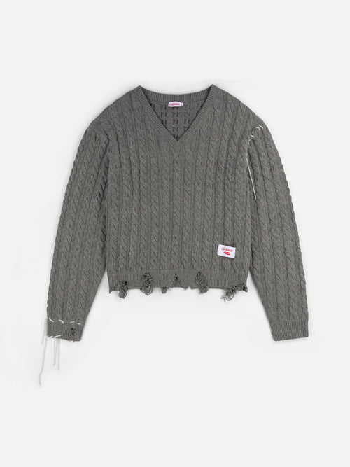 LABEL CABLE KNITTED JUMPER in GREY