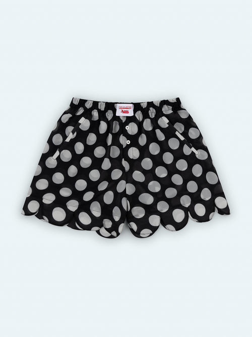 SCALLOPED BOXER SHORTS in BLACK