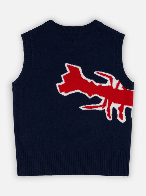 GRAPHIC VEST in NAVY RED LOBSTER