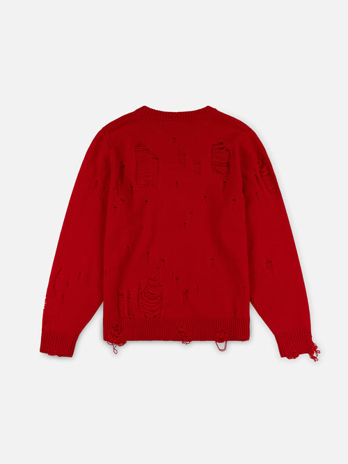 DISTRESSED LOGO JUMPER in RED