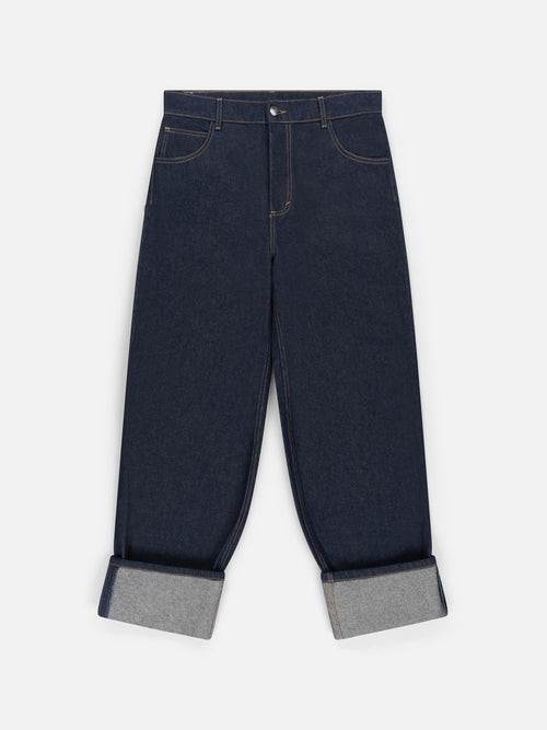 LOOSE FIT JEAN WITH KNITTED POCKET in INDIGO DENIM