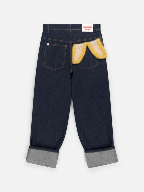 LOOSE FIT JEAN WITH KNITTED POCKET in INDIGO DENIM