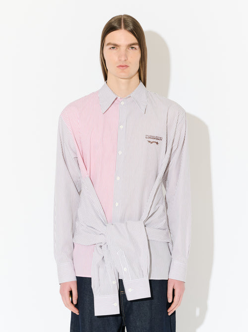 HUG SHIRT in KHAKI RED STRIPE | Charles Jeffrey Loverboy