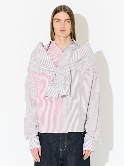 HUG SHIRT in KHAKI RED STRIPE | Charles Jeffrey Loverboy