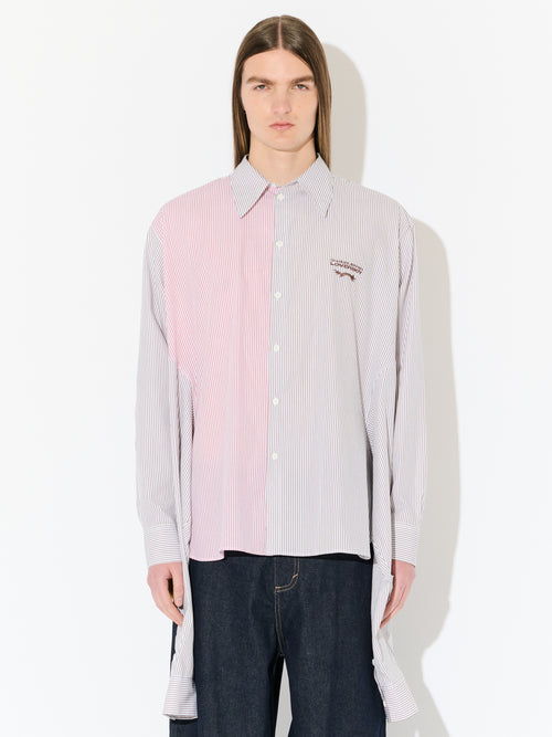 HUG SHIRT in KHAKI RED STRIPE | Charles Jeffrey Loverboy