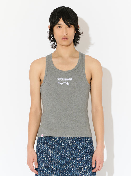 LOGO TANK TOP in GREY MARL WHITE | Charles Jeffrey Loverboy