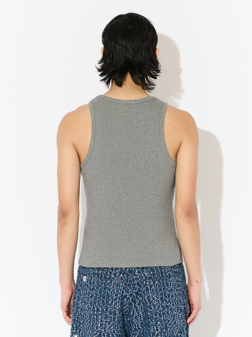 LOGO TANK TOP in GREY MARL WHITE | Charles Jeffrey Loverboy
