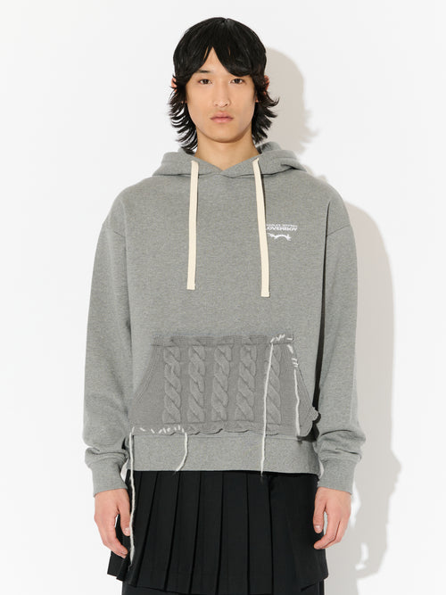 PATCH RABBIT EARS HOODY in GREY MARL GREY | Charles Jeffrey Loverboy