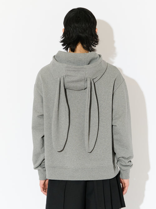 PATCH RABBIT EARS HOODY in GREY MARL GREY | Charles Jeffrey Loverboy