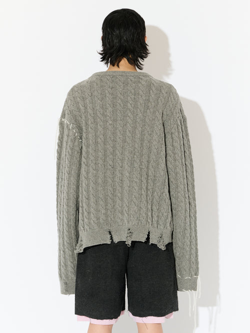 LABEL CABLE KNITTED JUMPER in GREY | Charles Jeffrey Loverboy