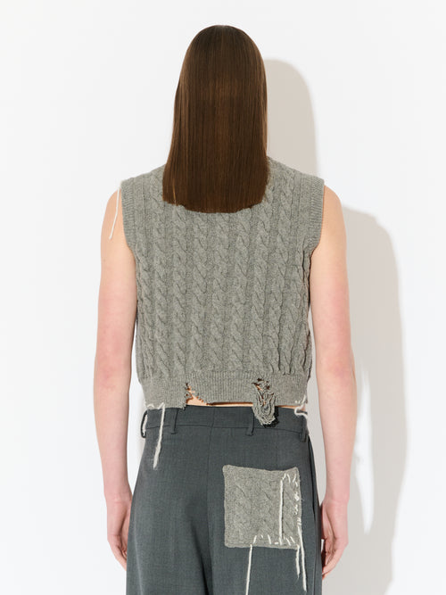 LABEL CABLE KNITTED VEST in GREY | Charles Jeffrey Loverboy