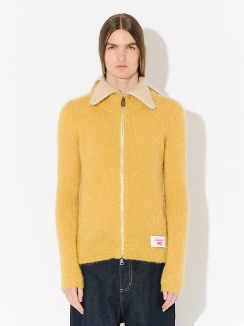 MOHAIR BANANA ZIP JUMPER in YELLOW ECRU | Charles Jeffrey Loverboy