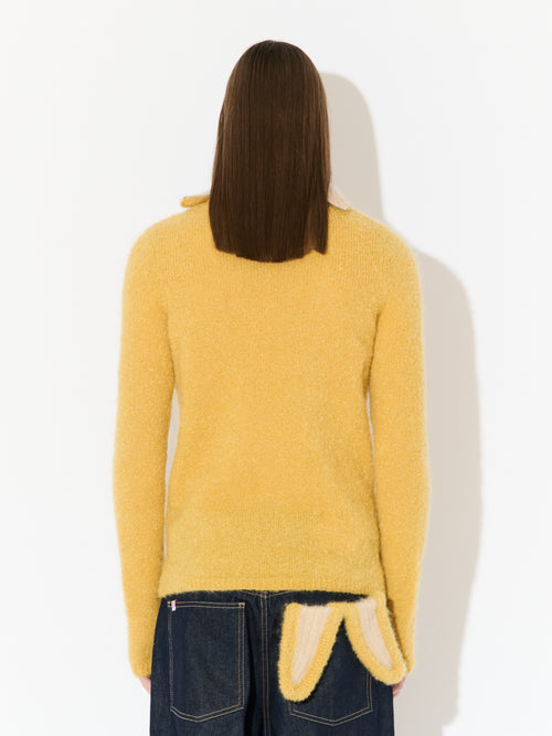 MOHAIR BANANA ZIP JUMPER in YELLOW ECRU | Charles Jeffrey Loverboy