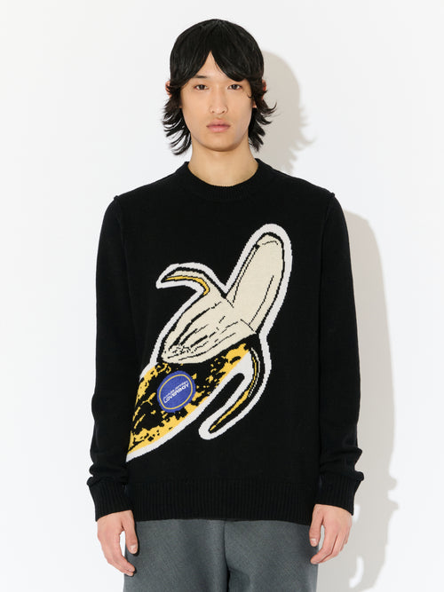 GRAPHIC JUMPER in BLACK YELLOW BANANA | Charles Jeffrey Loverboy