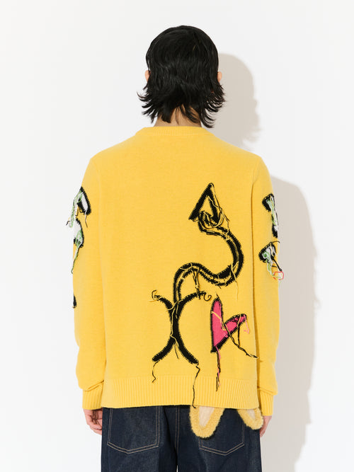 GUDDLE LOVERBOY LOGO JUMPER in YELLOW | Charles Jeffrey Loverboy