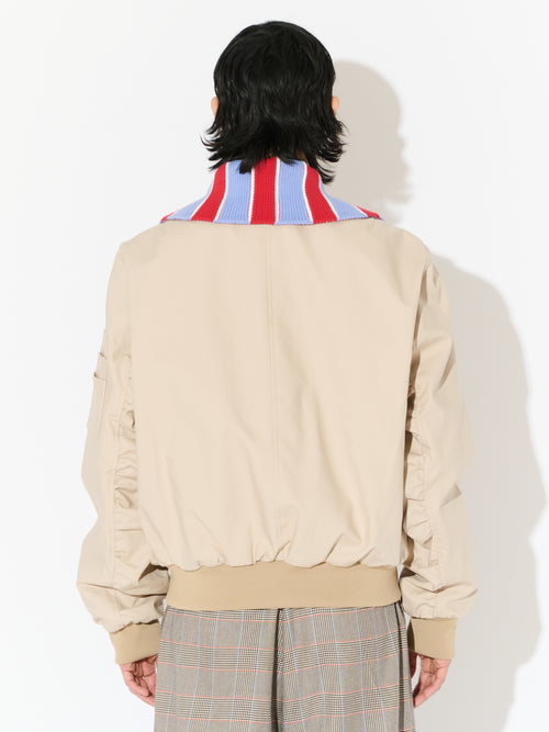 BOMBER JACKET WITH KNIT COLLAR in BEIGE | Charles Jeffrey Loverboy