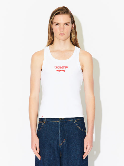 LOGO TANK TOP in WHITE | Charles Jeffrey Loverboy