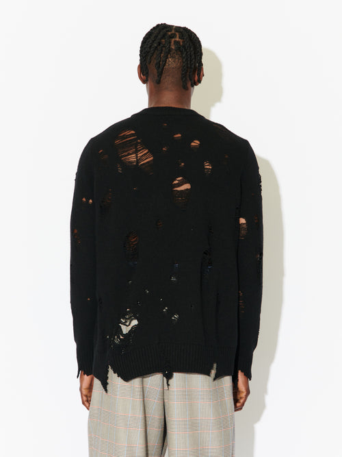 DISTRESSED LOGO JUMPER in BLACK | Charles Jeffrey Loverboy