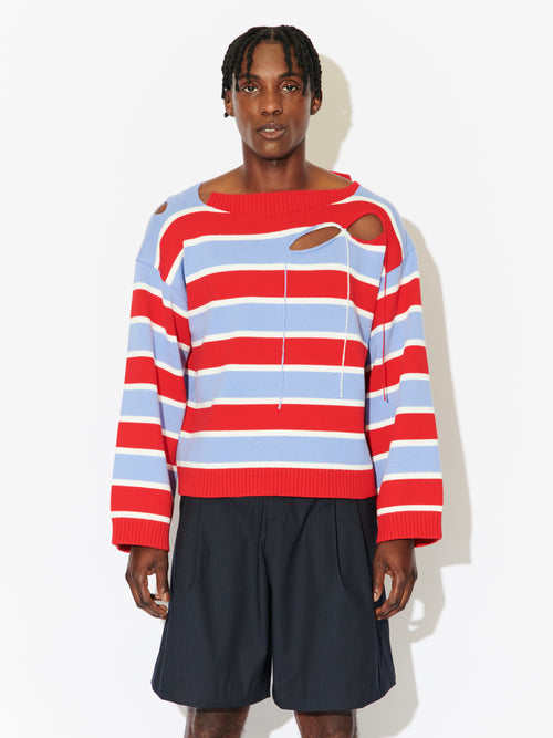 SLASH STRIPE JUMPER in RED | Charles Jeffrey Loverboy