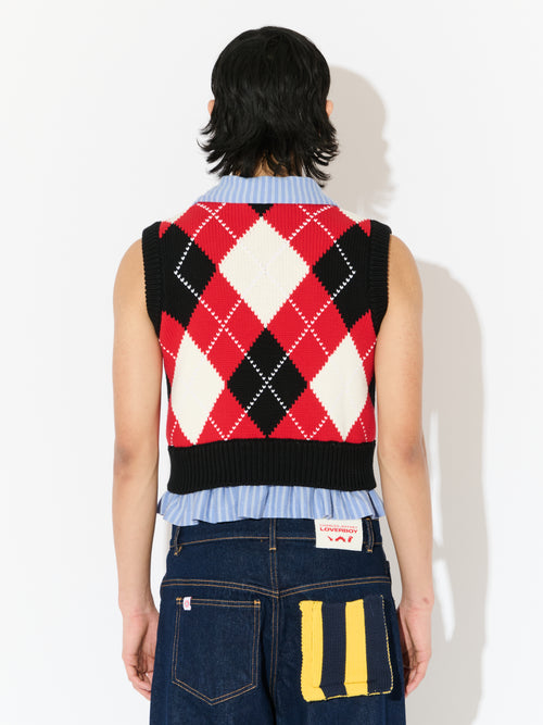 SMART CROPPED VEST in RED | Charles Jeffrey Loverboy