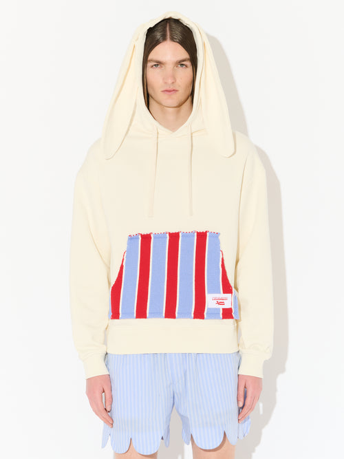 PATCH RABBIT EARS HOODY in ECRU | Charles Jeffrey Loverboy