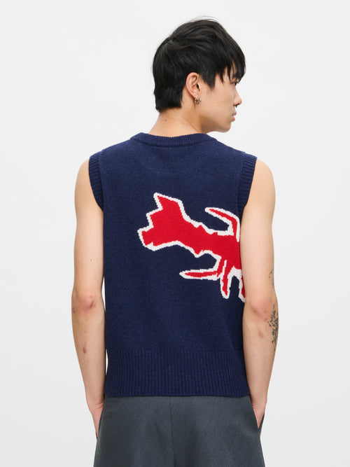 GRAPHIC VEST in NAVY RED LOBSTER | Charles Jeffrey Loverboy