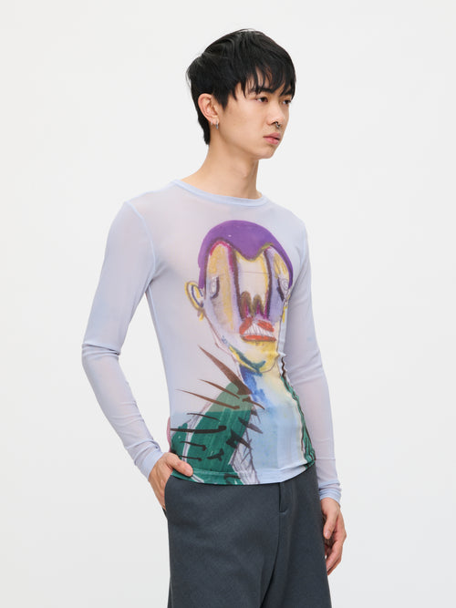 POWERMESH LONG SLEEVE TEE in BABY BLUE | Charles Jeffrey Loverboy