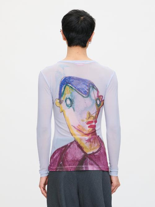 POWERMESH LONG SLEEVE TEE in BABY BLUE | Charles Jeffrey Loverboy