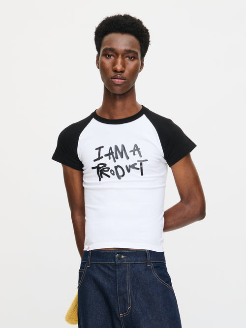 GRAPHIC BABY RAGLAN TEE in WHITE BLACK | Charles Jeffrey Loverboy