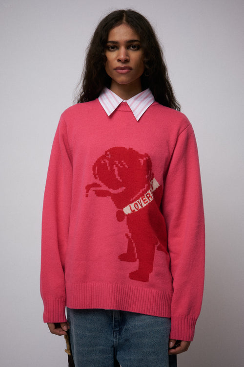 GRAPHIC SWEATER in PINK RED BULLDOG | Charles Jeffrey Loverboy